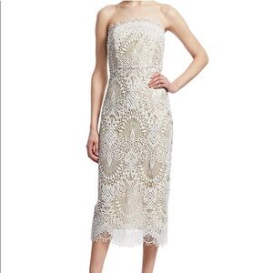 Badgley Mischka Cream Strapless Sheath Dress